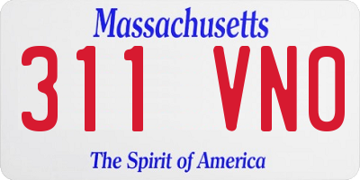 MA license plate 311VN0