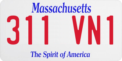 MA license plate 311VN1