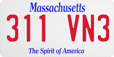 MA license plate 311VN3
