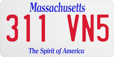 MA license plate 311VN5