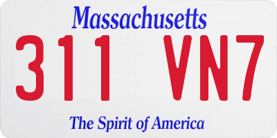 MA license plate 311VN7