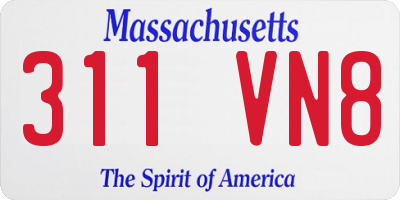 MA license plate 311VN8