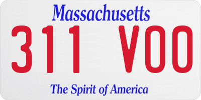 MA license plate 311VO0