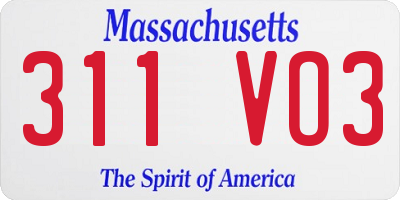 MA license plate 311VO3