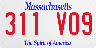 MA license plate 311VO9