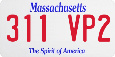 MA license plate 311VP2