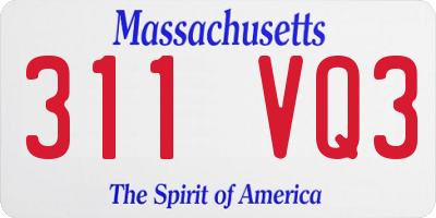 MA license plate 311VQ3