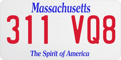 MA license plate 311VQ8