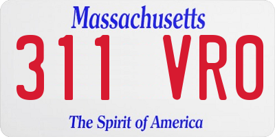 MA license plate 311VR0