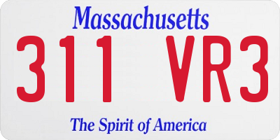 MA license plate 311VR3