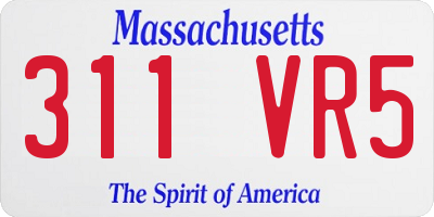 MA license plate 311VR5