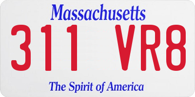 MA license plate 311VR8
