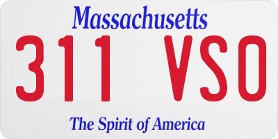 MA license plate 311VS0