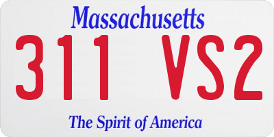MA license plate 311VS2