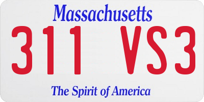 MA license plate 311VS3