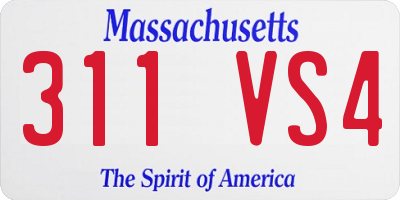 MA license plate 311VS4