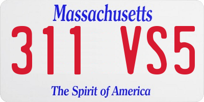 MA license plate 311VS5