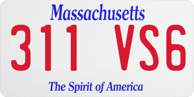 MA license plate 311VS6