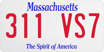 MA license plate 311VS7