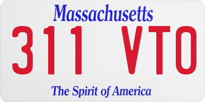 MA license plate 311VT0