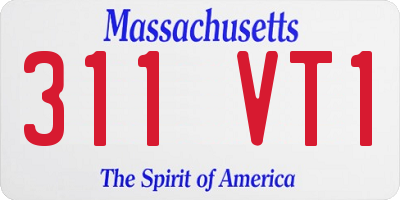 MA license plate 311VT1