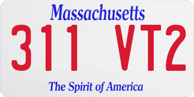 MA license plate 311VT2