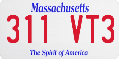 MA license plate 311VT3