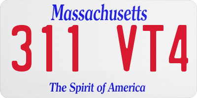 MA license plate 311VT4