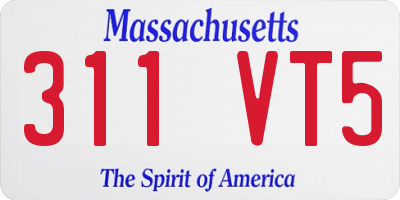 MA license plate 311VT5