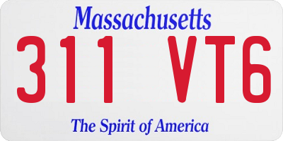 MA license plate 311VT6