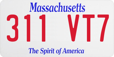 MA license plate 311VT7