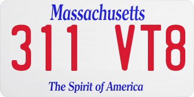 MA license plate 311VT8