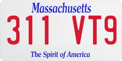 MA license plate 311VT9