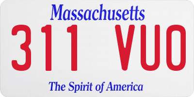MA license plate 311VU0