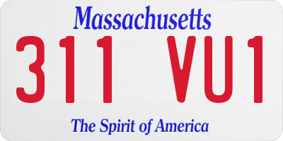 MA license plate 311VU1