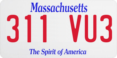 MA license plate 311VU3