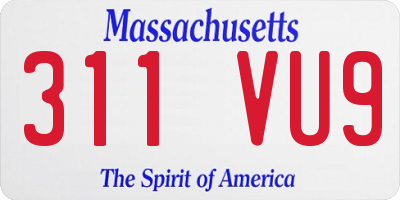 MA license plate 311VU9