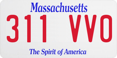 MA license plate 311VV0