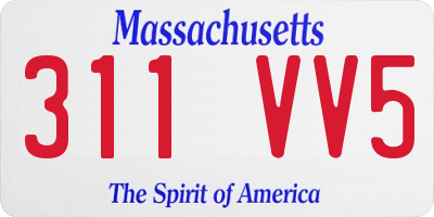 MA license plate 311VV5