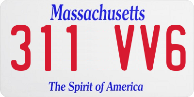 MA license plate 311VV6