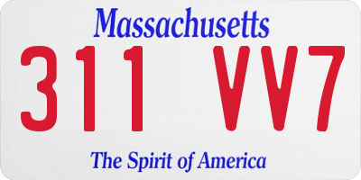 MA license plate 311VV7