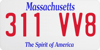 MA license plate 311VV8