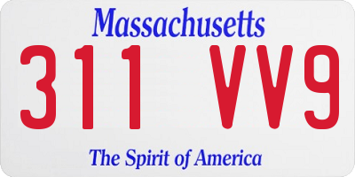 MA license plate 311VV9