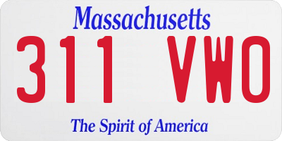 MA license plate 311VW0