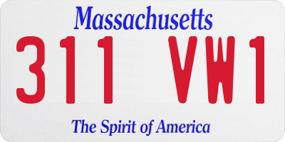MA license plate 311VW1