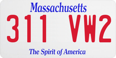MA license plate 311VW2