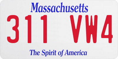 MA license plate 311VW4