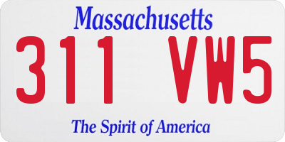 MA license plate 311VW5