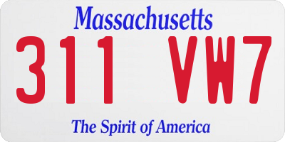 MA license plate 311VW7