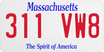 MA license plate 311VW8